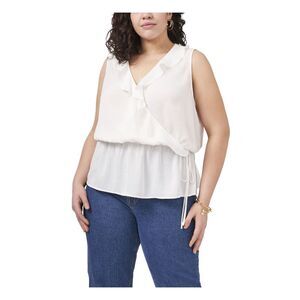 VINCE CAMUTO Womens Ivory Tie Pullover Sleeveless Wrap Top Plus 1X